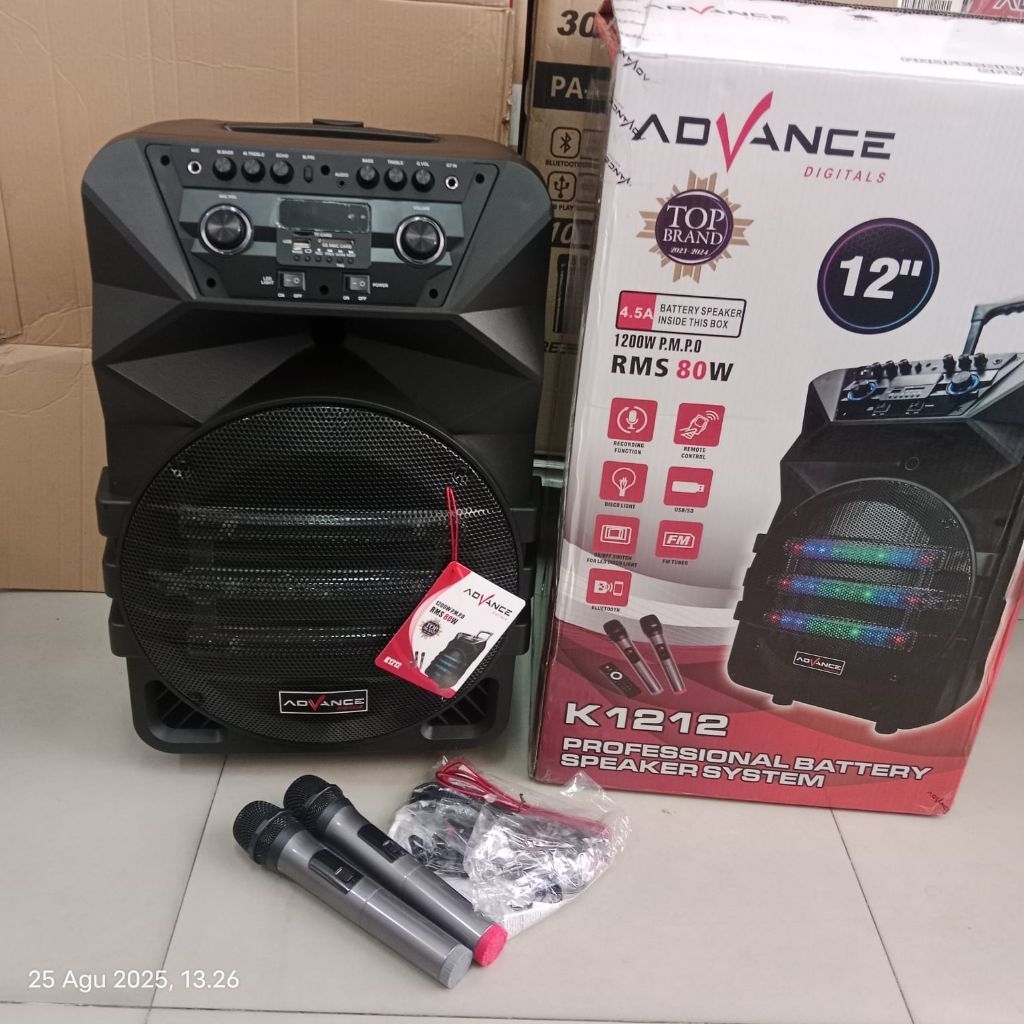 Speaker Aktif Advance K1212 12inci Bluetooth free 2 MIC