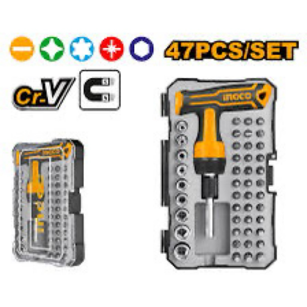 OBENG KUNCI PAS T SET (47 BITS) HKSDB0478 INGCO