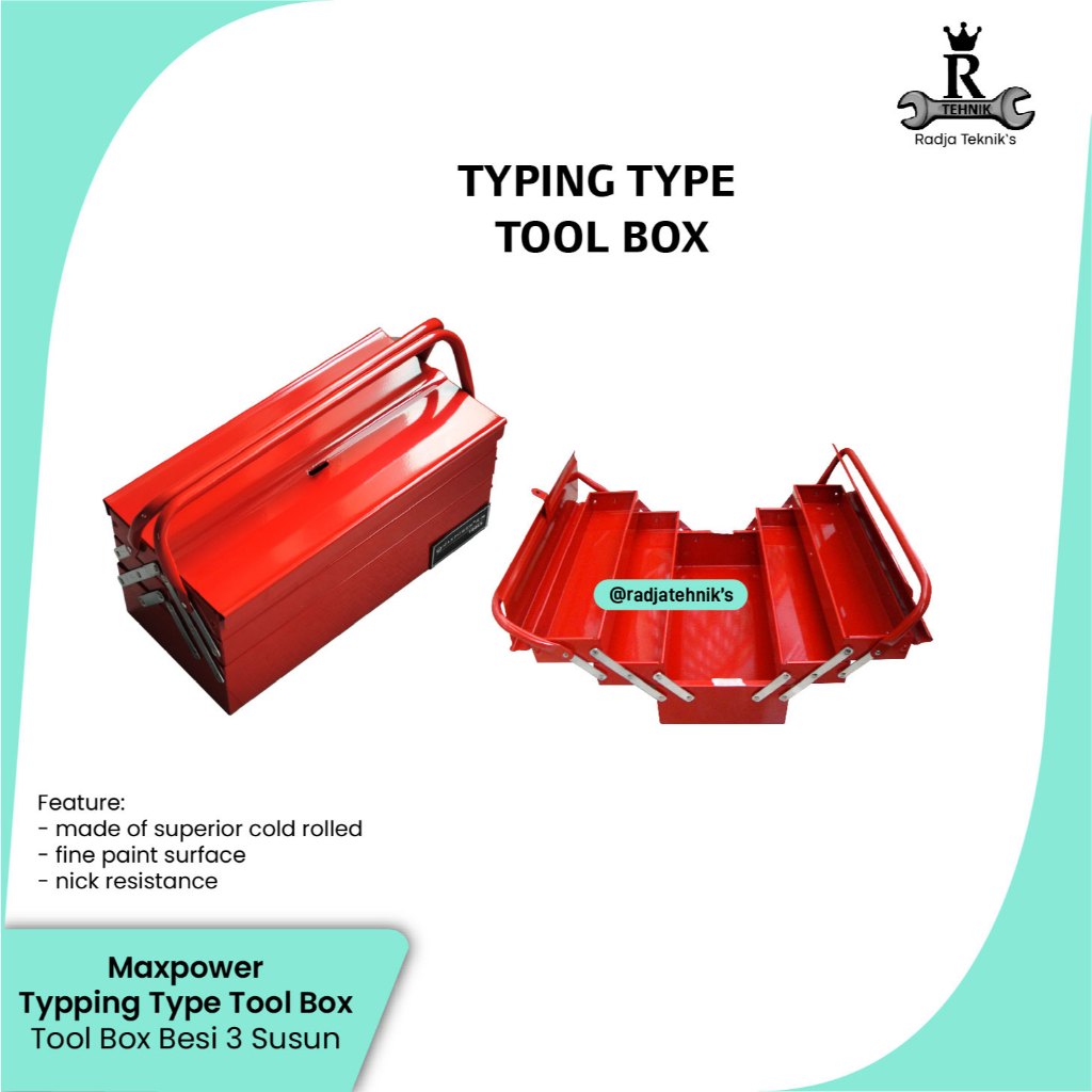 MAXPOWER Tool Box  Tipping Type Tool Box  Tool Box Besi 3 Susun  Tool Box Maxpower