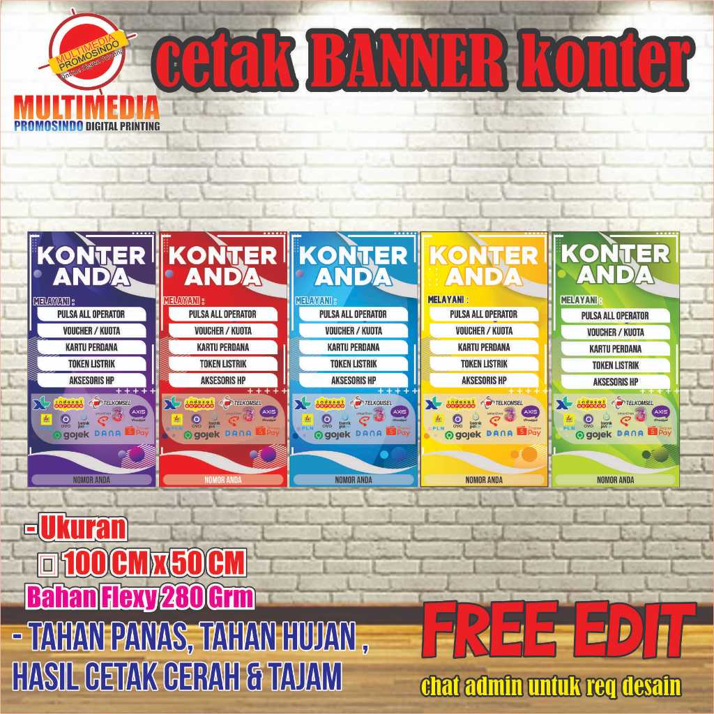 Spanduk Banner Konter / Banner Konter / Aksesoris Konter / Banner Murah / Banner Ukuran 50 x 100