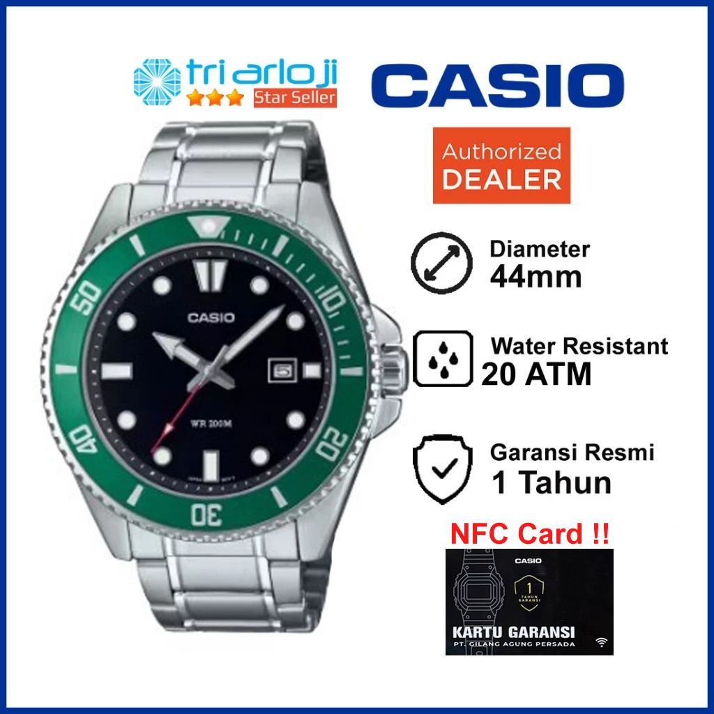 Casio MDV-107D-3AVDF Jam Tangan Pria Analog Marlin Duro Diver 200m MDV-107D-3A MDV107