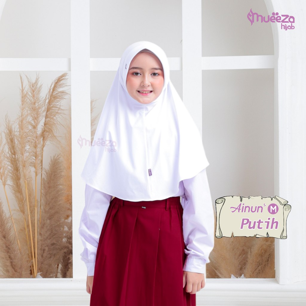 Jilbab Instan Sekolah Anak Ainun Bahan Premium Spandex Jersey Design Pola Jilbab dan Pet Antem by Mu