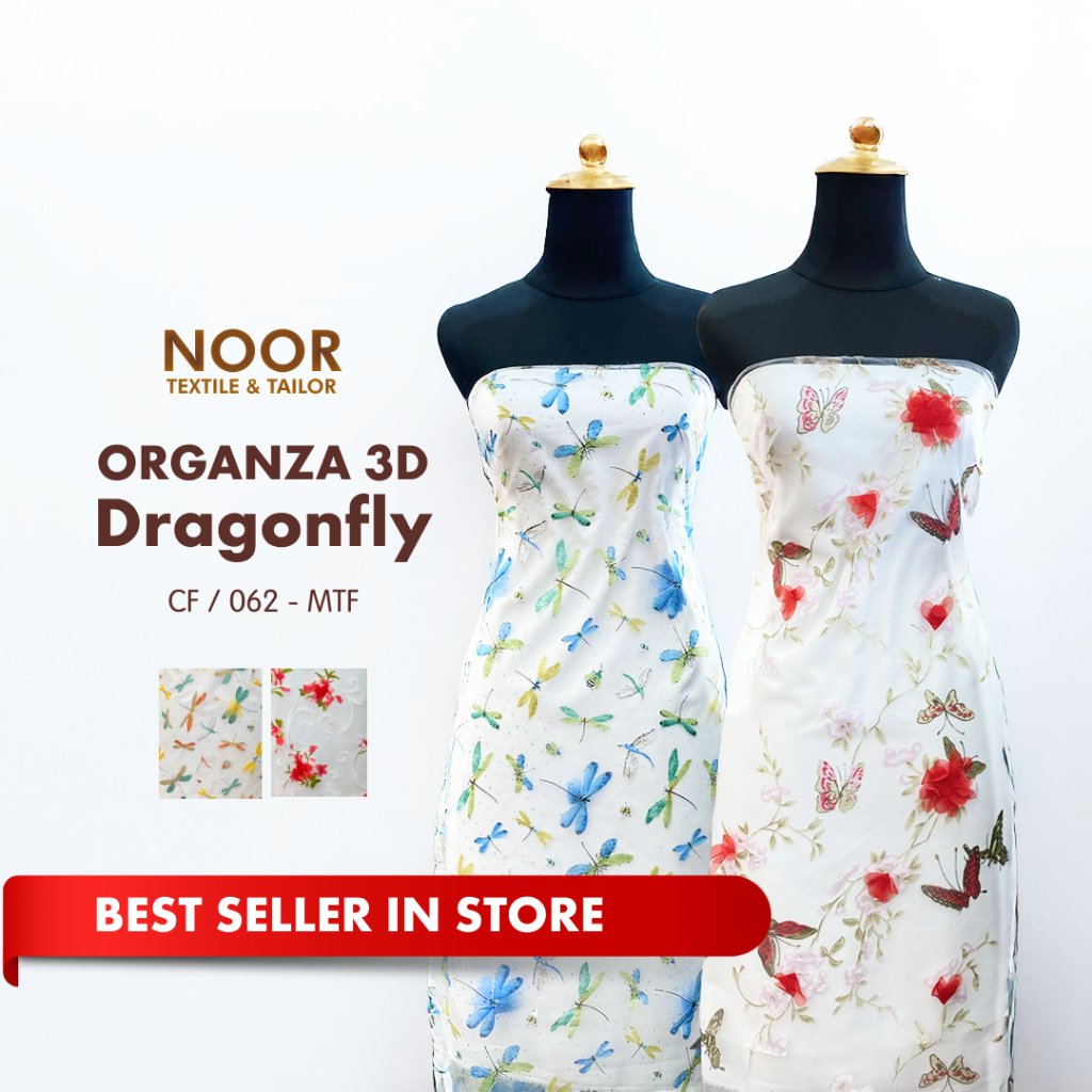 Kain Bahan Organza 3D & Sifon Print  | motif Flora Fauna | Motif Bunga | BEST SELLER