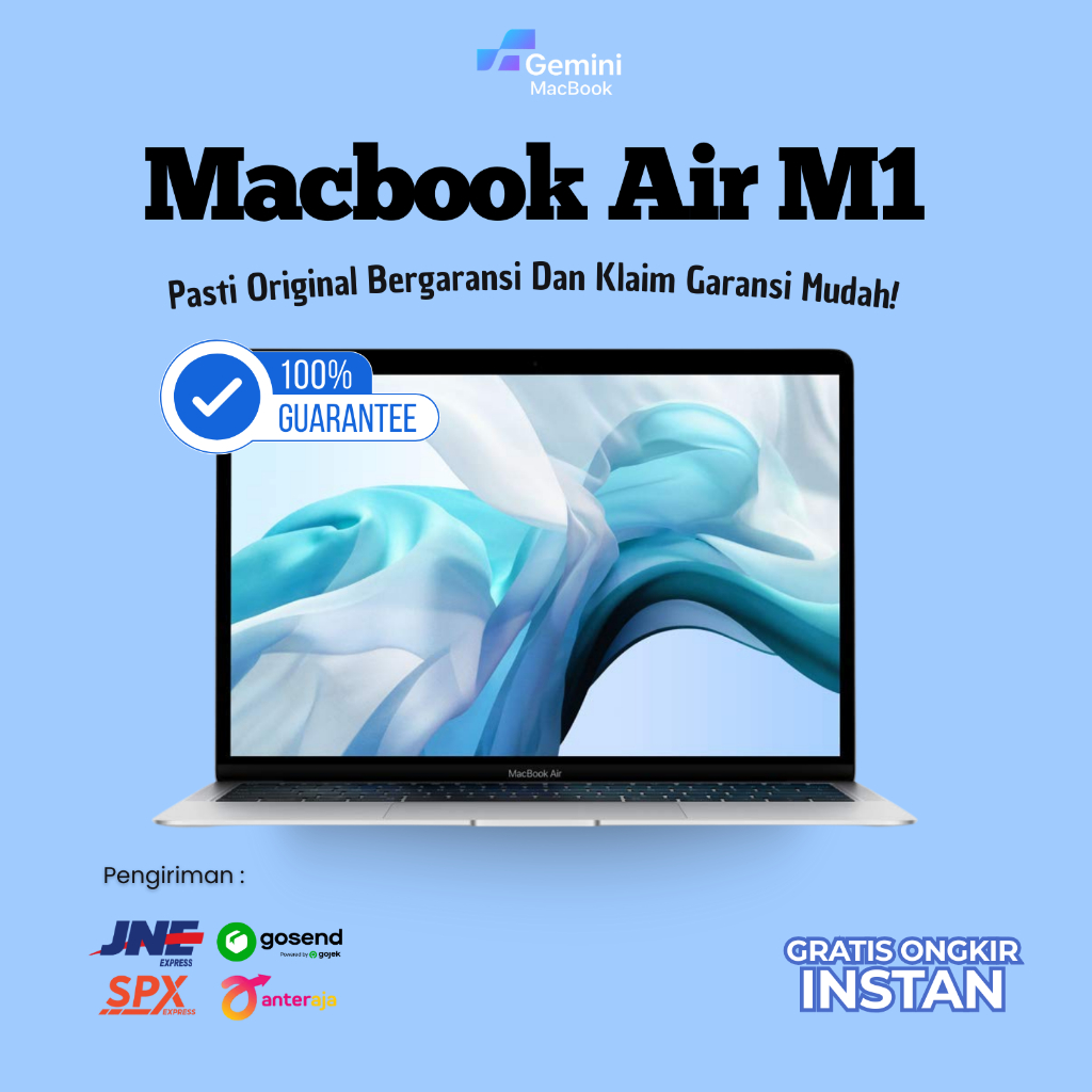 MacBook Air M1 Chip 13 Inch SSD 128 256 512GB Second Bergaransi Space Grey Silver Gold - Gemini Stor