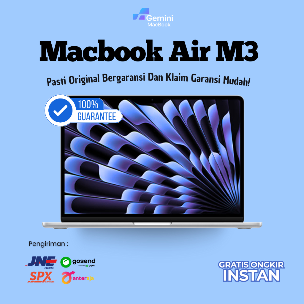 Macbook Air M3 Chip 13 Inch Ram 8 16 Ssd 256Gb 512GB Second Bergaransi Midnight Grey Starlight Silve