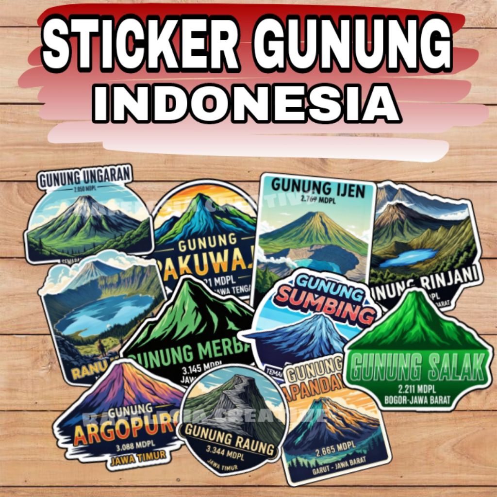 

Stiker Gunung Indonesia Sticker Gunung Gear Mountain Size 6-7cm