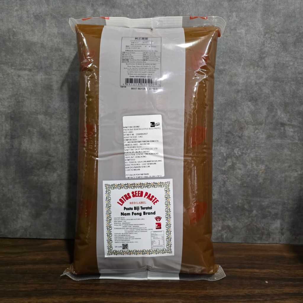 

Isian Mooncake Lotus Hongkong Nam fong Red Label pasta biji teratai hong kong kue bulan 1kgnam fung