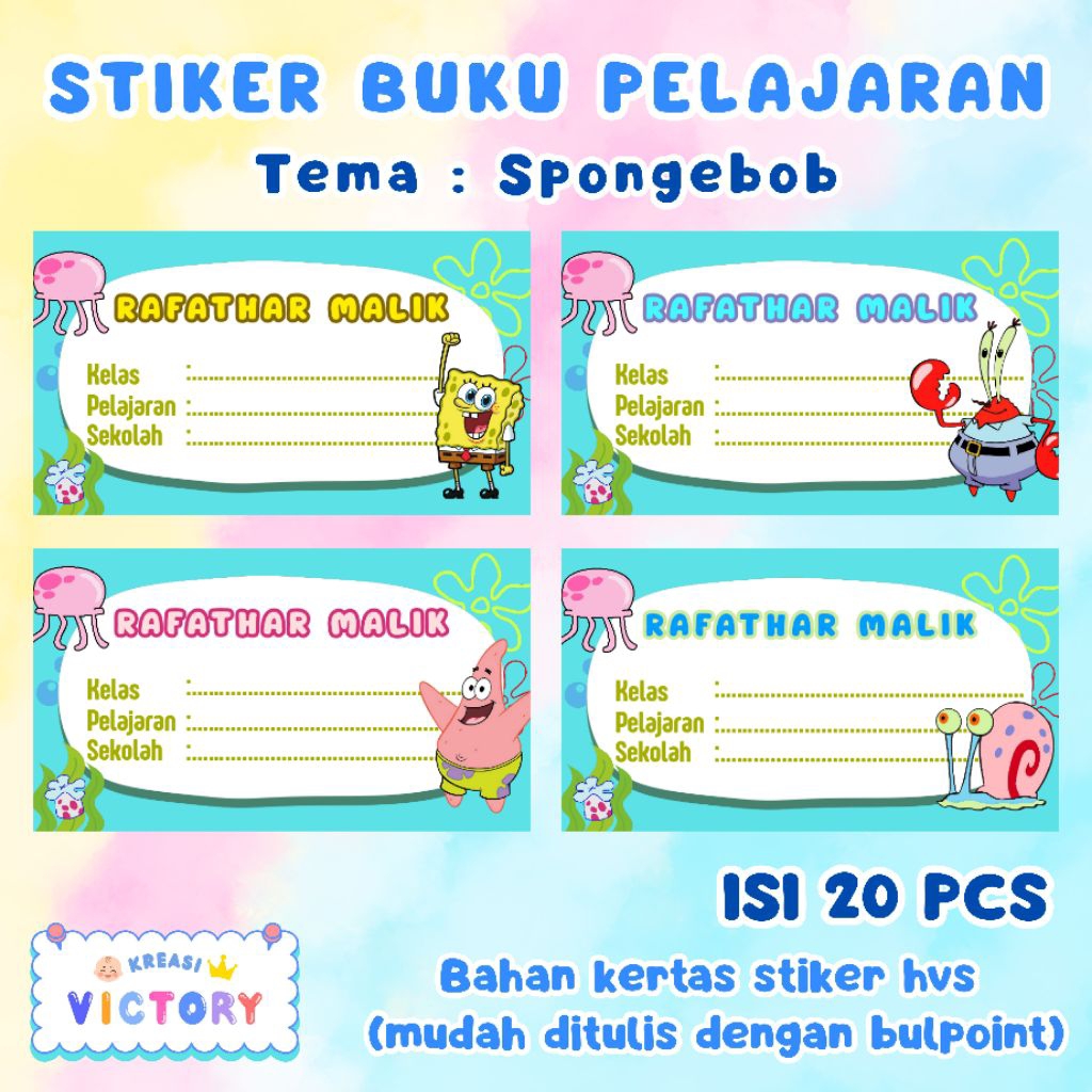 Stiker Label Buku Anak Custom Nama/Stiker Label Buku Tulis/Stiker Label Buku Belajaran/Stiker Label 