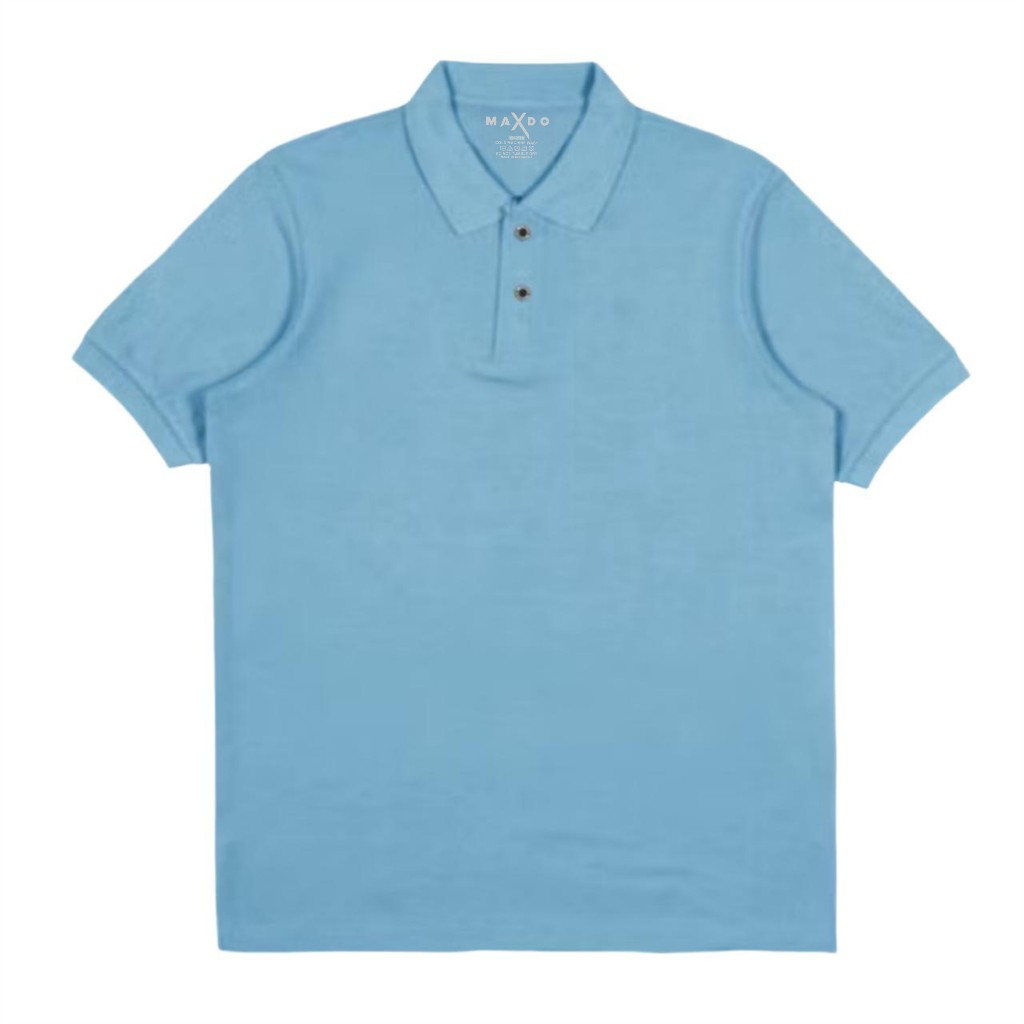 Maxdo - Polo Shirt Polos Unisex Basic Keren Pria Wanita Baju Kerah Biru Muda