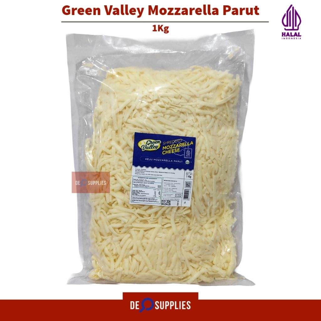 

Green Valley Mozzarella Cheese Shredded 1kg - Keju Mozarella Parut Premium Halal