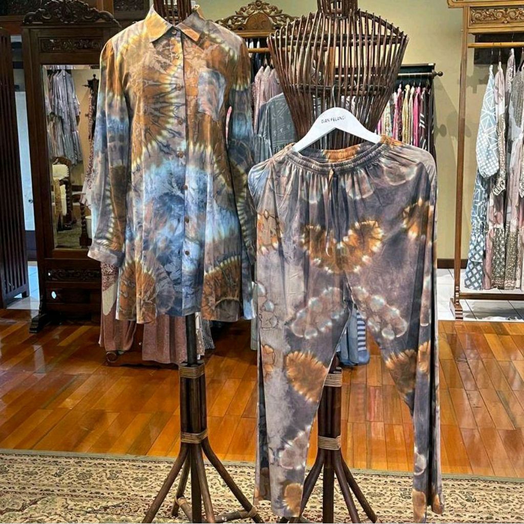 Alya One Set Tunik + Pants Rayon by Dian Pelangi LIMITED EDITION Setelan Baju Atasan Celana Kulot Ce