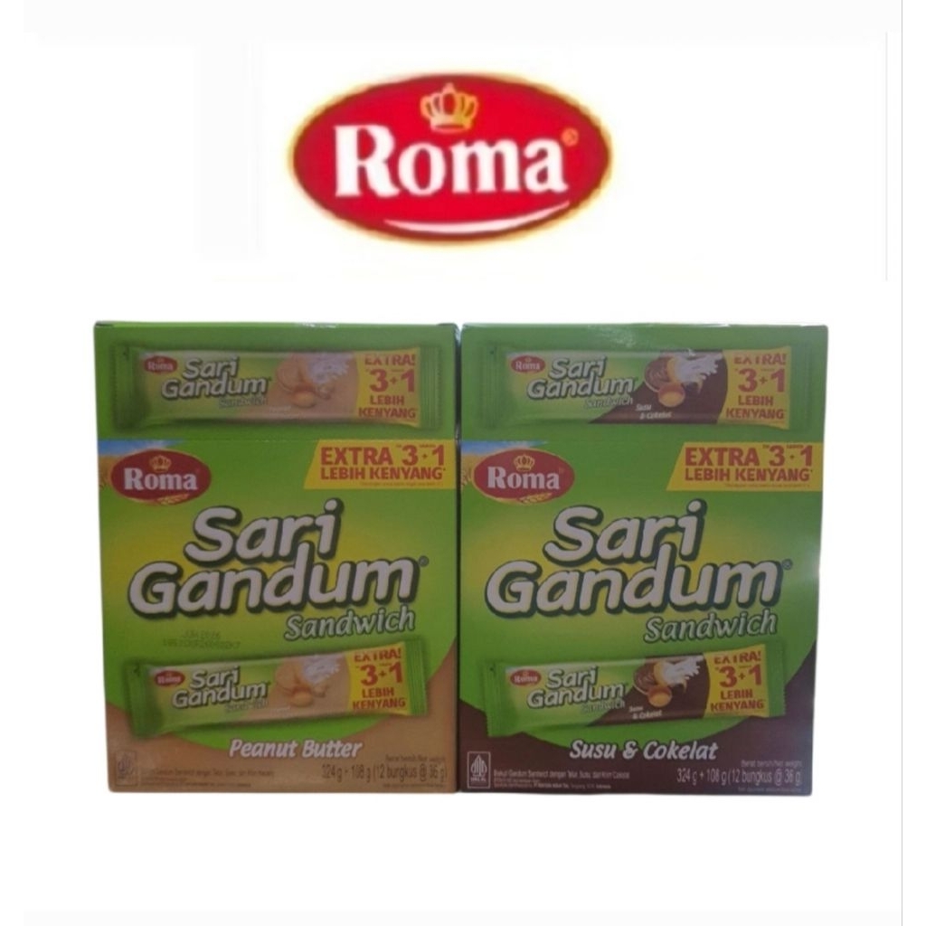 

Roma Sari Gandum Sandwich (Box) / Gandum Coklat / Gandum Peanut