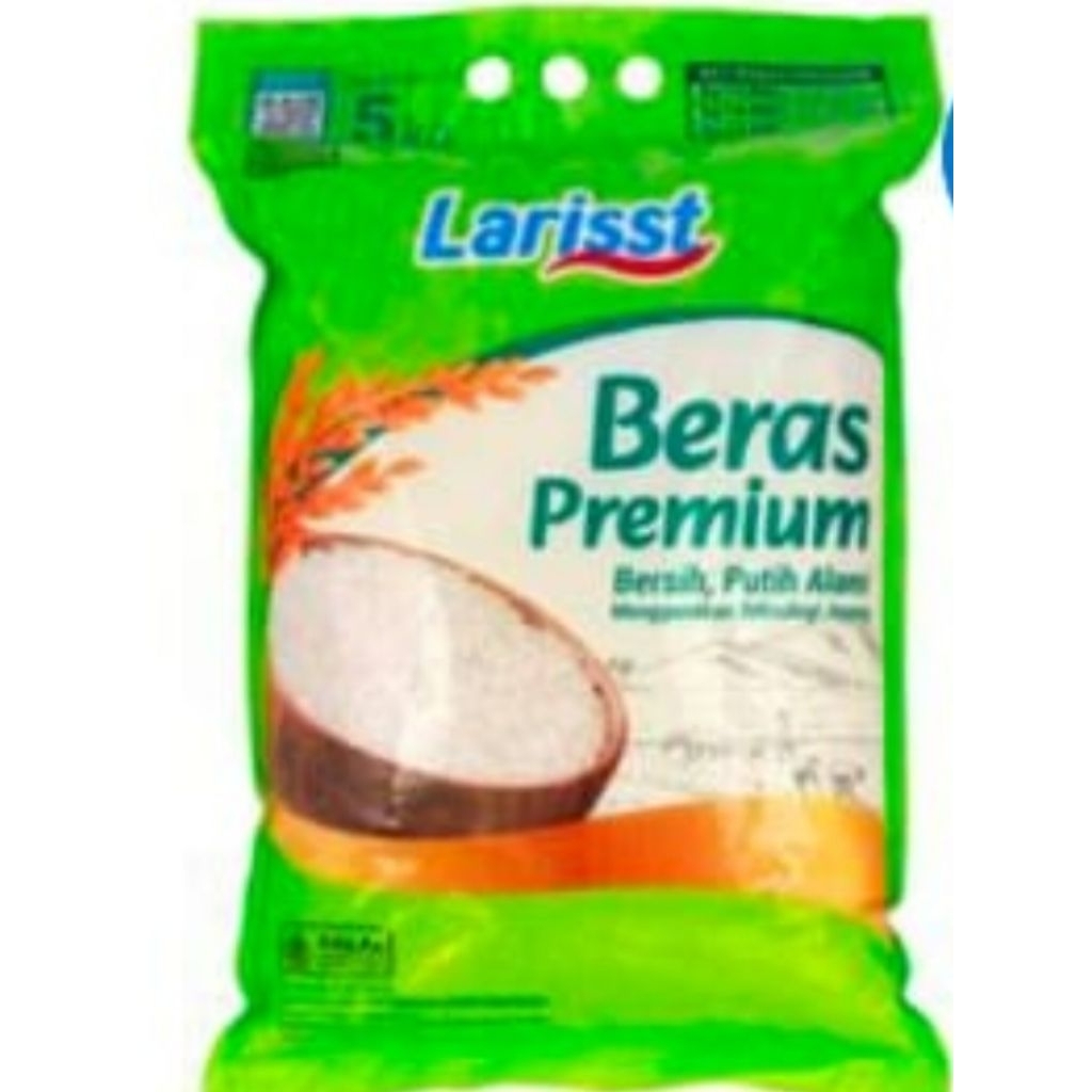 

Beras Larisst premium 5 kg. Pulen bersih dan bergizi