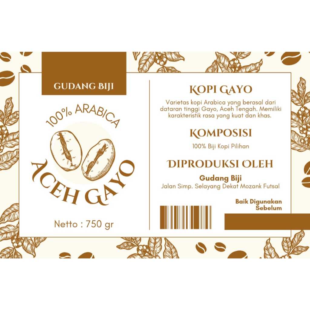 

Kopi Arabica Gayo 100% Biji Pilihan 750Gr Bubuk