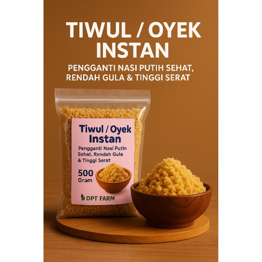 

Tiwul / Oyek Instan – Pengganti Nasi Putih Sehat, Rendah Gula & Tinggi Serat 500 Gram | DPT FARM