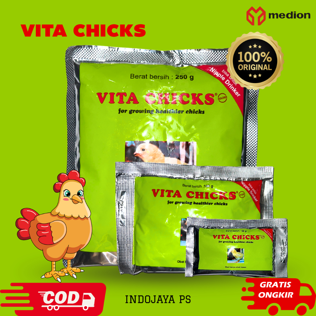VITACHICK 250gr - 100gr - 50gr MEDION, Vitamin Pertumbuhan Anak Ayam Burung Vita Chicks Vitachicks