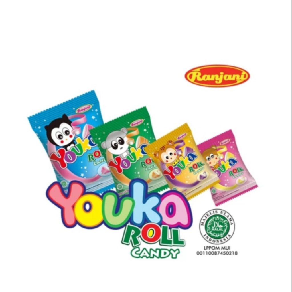 

PERMEN JELLY RANJANI YOUKA ROLL CANDY RASA BUAH ANGGUR STRAWBERRY MANGGA DAN JERUK ( 1 BAG X 20 PCS)