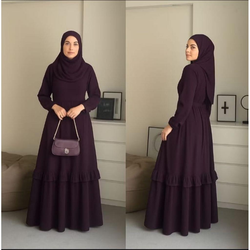 Gamis Malaysia Rampel (Busui) Gamis Ceruty Babydoll Terbaru