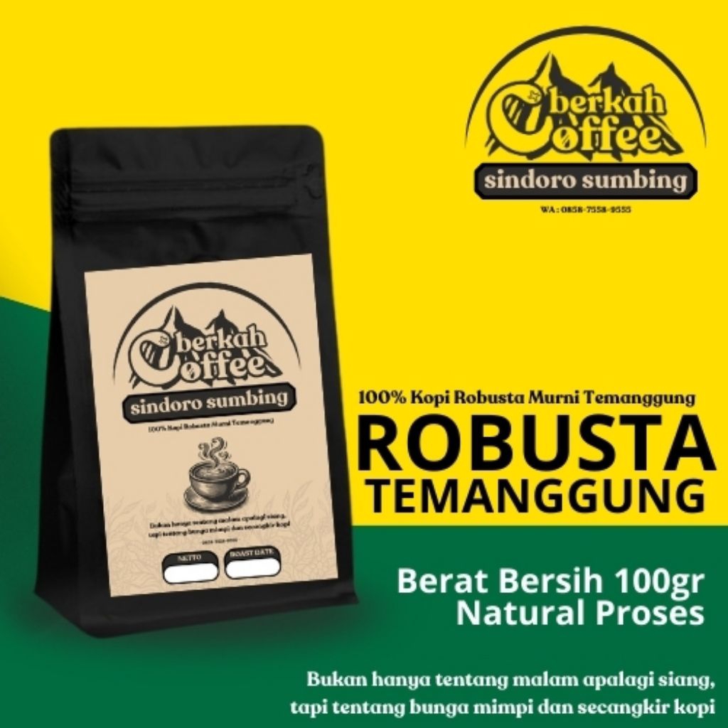 

(100gr) Kopi Robusta Murni Temanggung - Kopi Temanggung - Berkah Coffee Sindoro Sumbing
