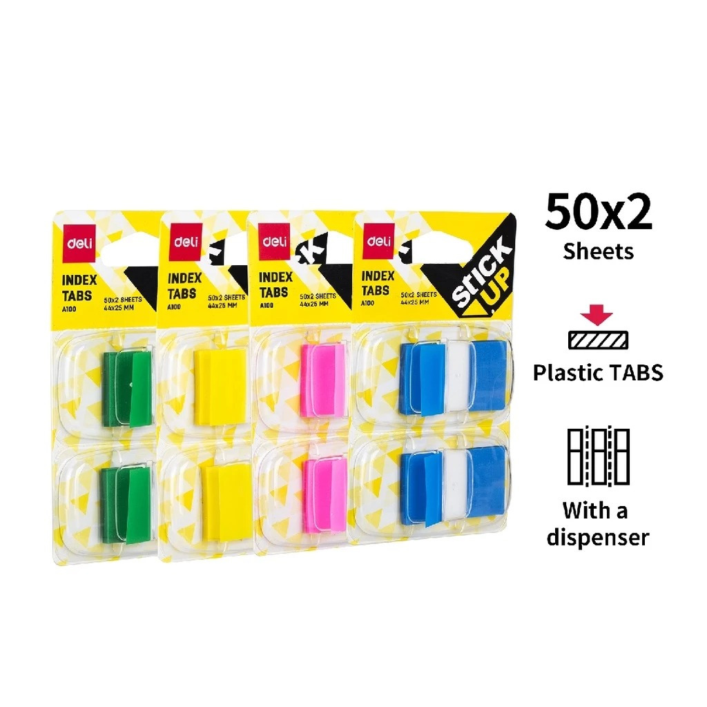 

DELI - KERTAS TEMPEL / NOTES TEMPEL / STICK NOTES 44X25MM FILM INDEX 50X2SHT A10001