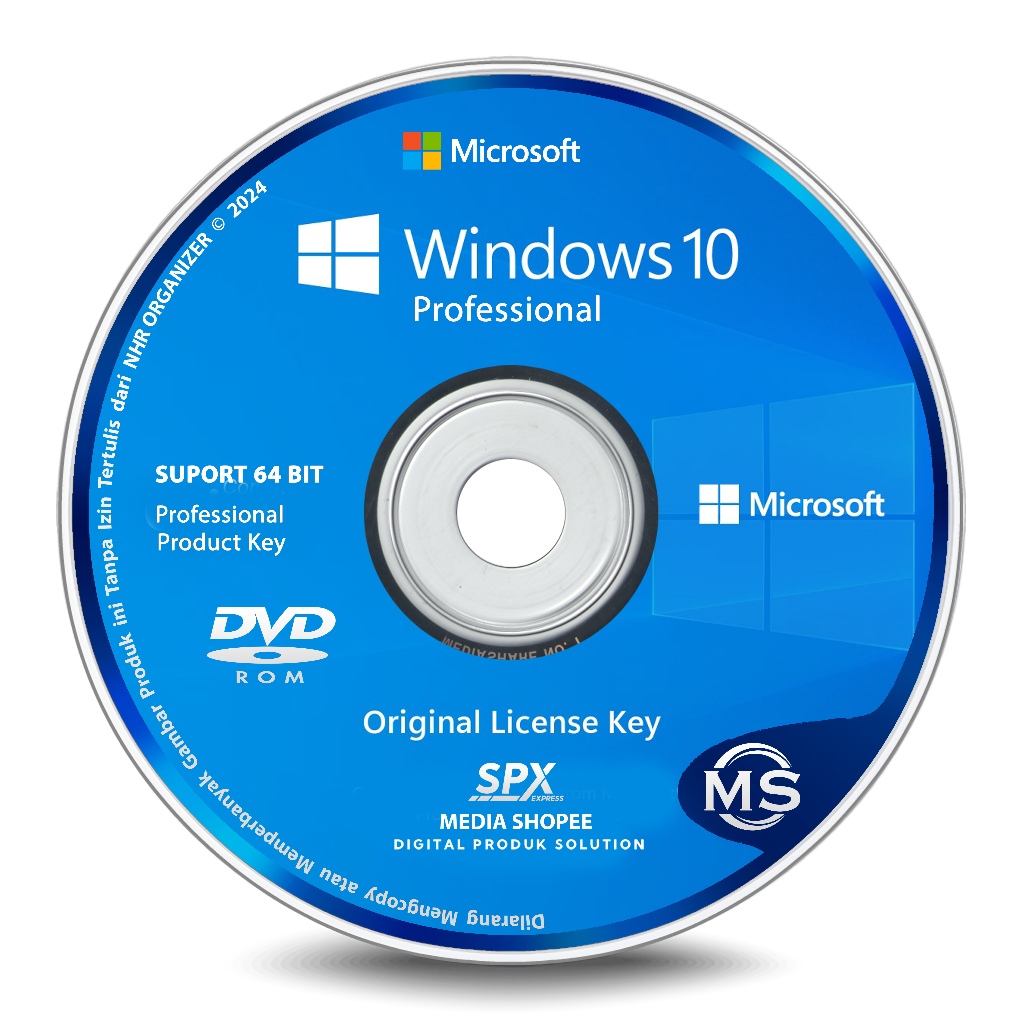 DVD Windows® 10 Pro | Product Key Lisensi | 64 Bit