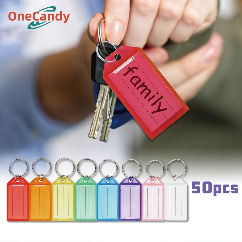 

50PCS/Set Gantungan Kunci Label Serbaguna Tag Keychain Warna Warni Nametag Gantungan Kunci Key Ring