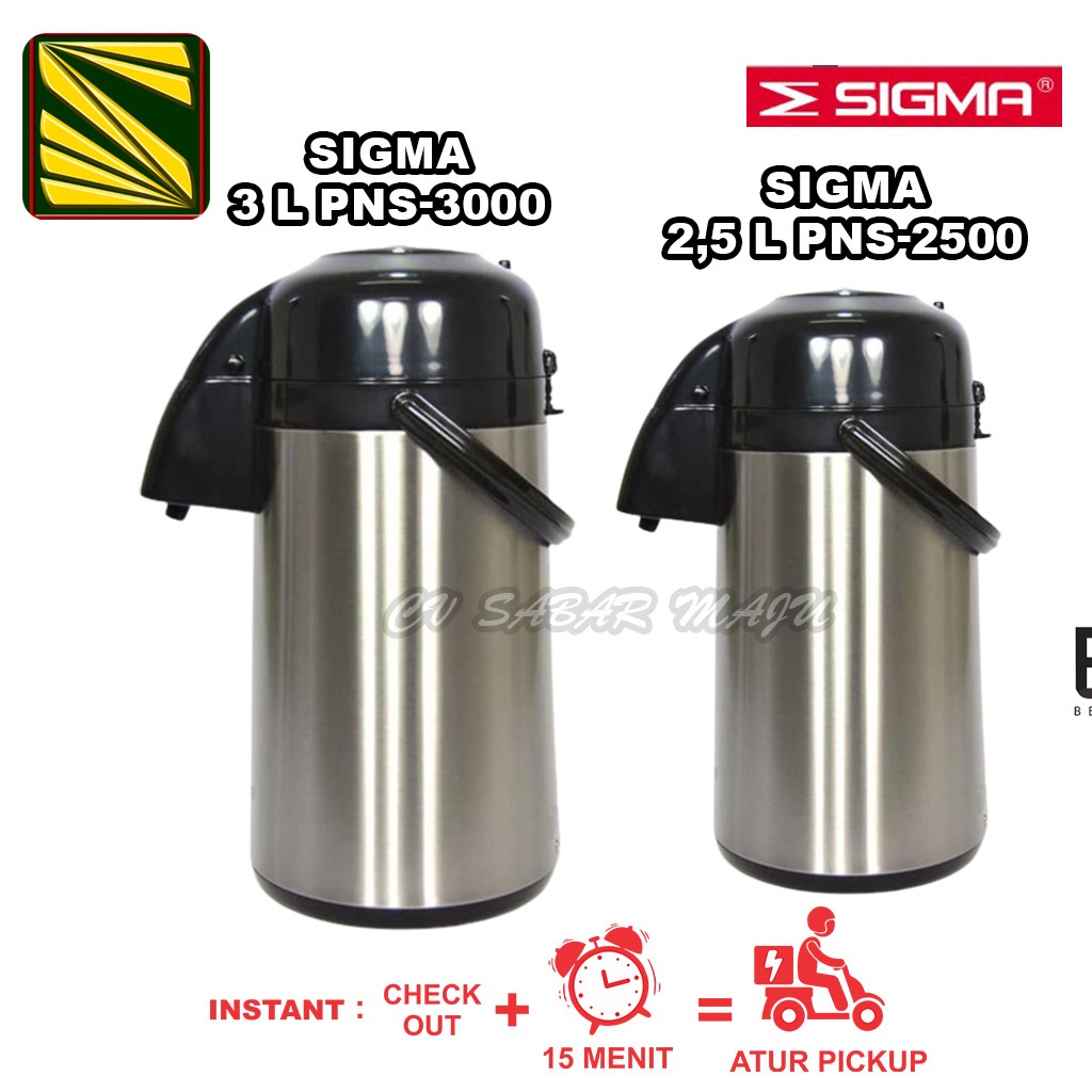 Sigma Termos Air Panas Sigma, Vacuum AirPot, Termos Pencet Stainless 2.5 Liter dan 3 Liter