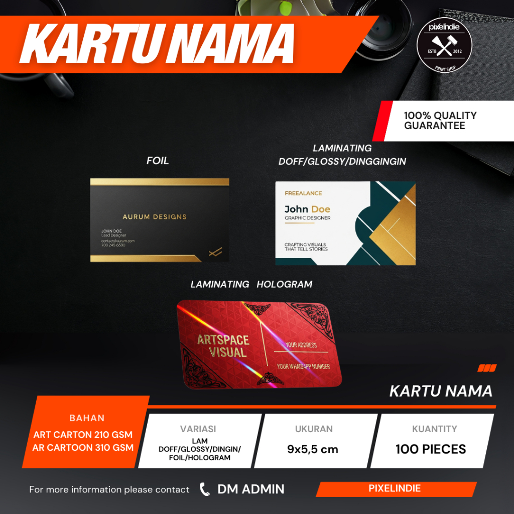 

Cetak Kartu Nama Murah Berkualitas | Art Carton 260/310 & Ivory 270