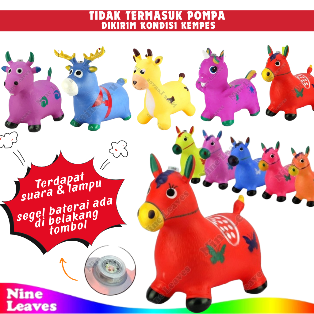 TERLARIS Mainan Jumping Animal Kuda Kudaan Karet Tunggangan Binatang Karet Kuda Karet Sapi Kuda
