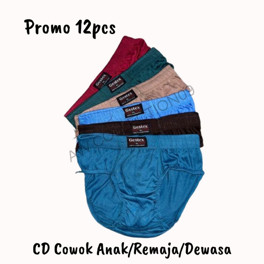 12pcs Celana Dalam Anak Remaja Cowok Celana dalam Pria Dewasa Gestex Murah