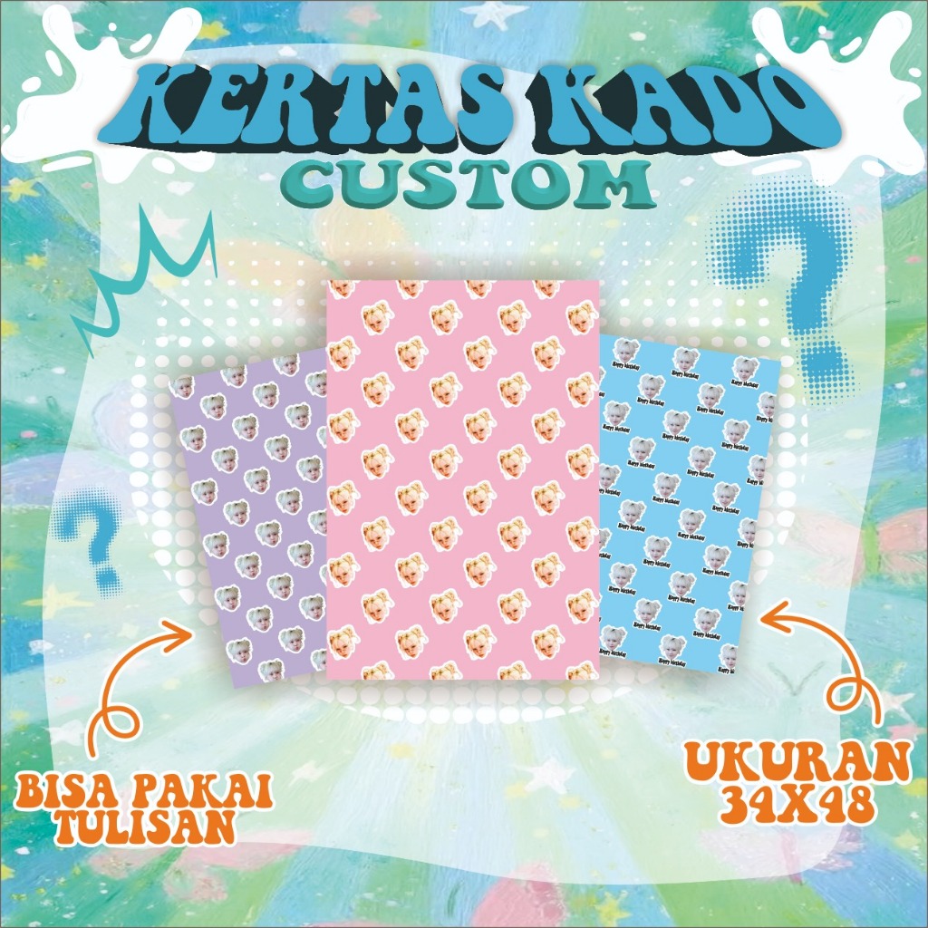 

KERTAS KADO CUSTOM FOTO / KERTAS KADO FOTO WAJAH | SATUAN KERTAS KADO FOTO