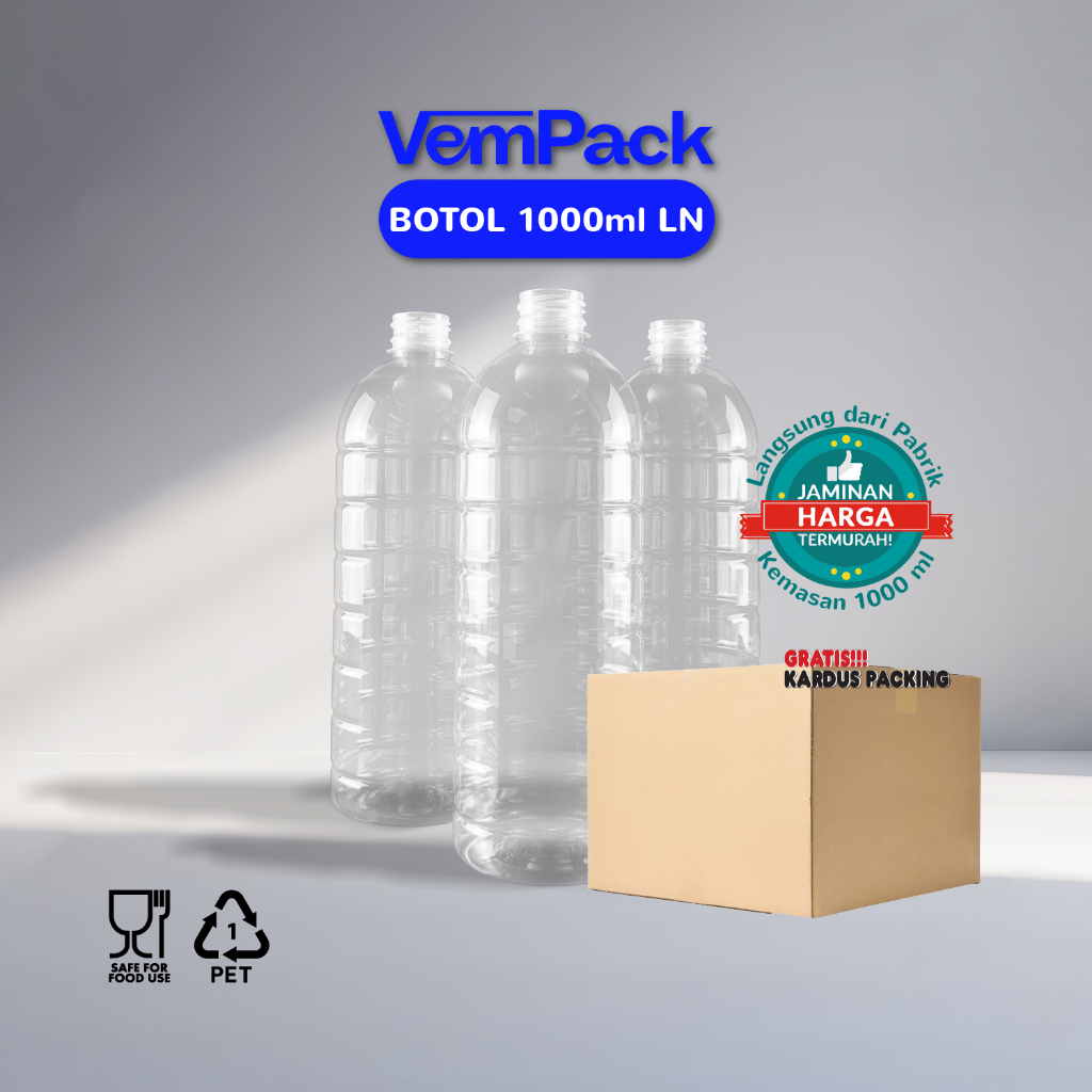 Botol Plastik 1 Liter 1000 ml Super Tebal 25,5gr PET Food Grade Botol Minyak Goreng Usaha Minuman