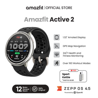 Amazfit Official Active 2 Smartwatch | 5 ATM  Tahan Air | 160+ Mode Olahraga | GPS Bawaan | Notifikasi WhatsApp