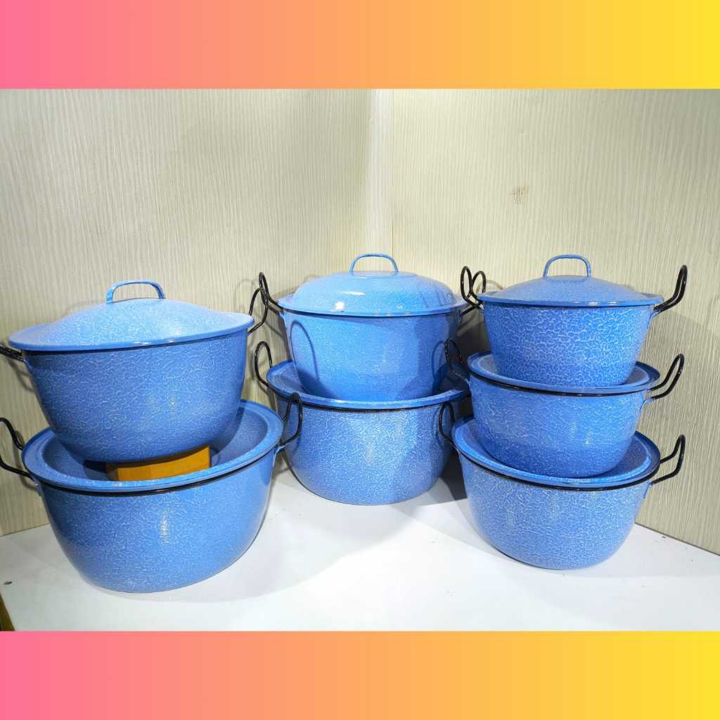 Panci Jumbo Enamel Motif Lurik