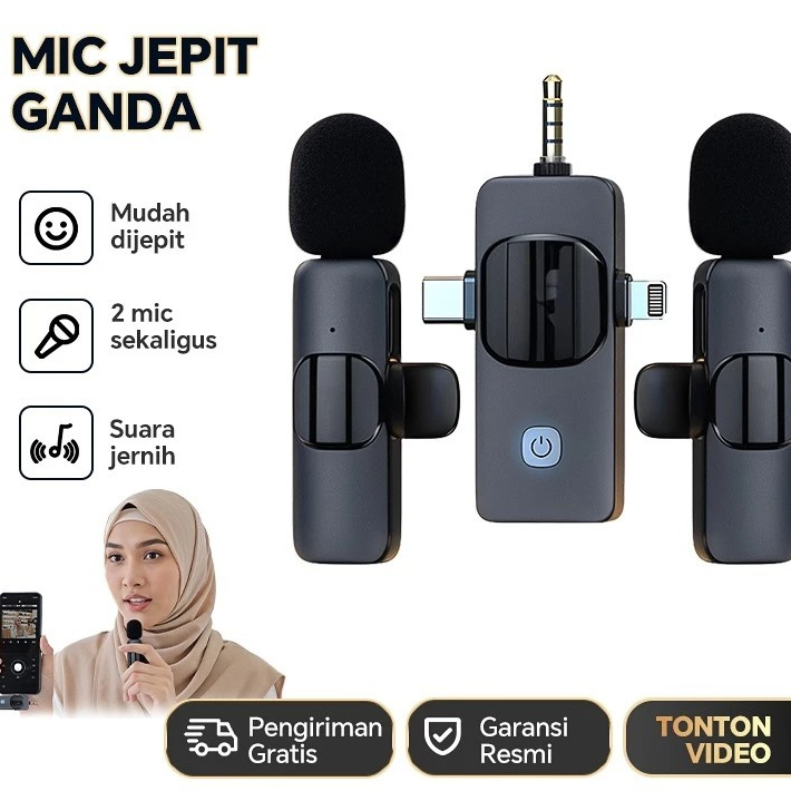 Mic 3 In 1 Mic Wireless Clip On 2 Microphone Wireless Clip On Noise Reduction Mikrofon Konten