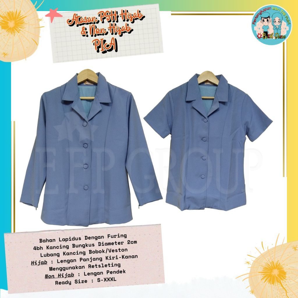 ATASAN PSH PSL PIA BAHAN LAPIDUS KANCING BOBOK