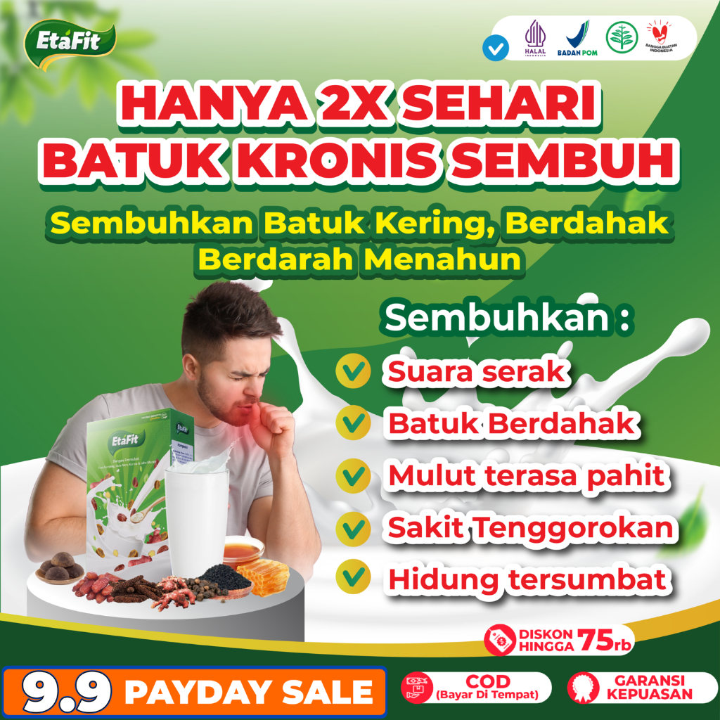 

ETAFIT Obat Detox Batuk Kronis Berlendir Berdahak Menahun Berdarah Suara Serak Hidung Tersumbat Sakit Tenggorokan - Susu Kambing Etawa Pernafasan Herbal Asli 100% Original