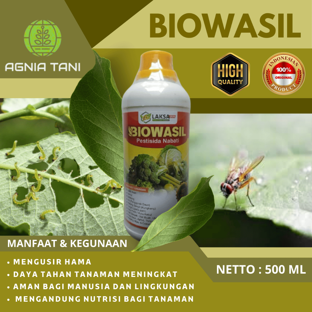 BIOWASIL Pestisida Nabati Alami 500ml | Obat Hama Tanaman | Anti Ulat Kubis & Lalat Buah