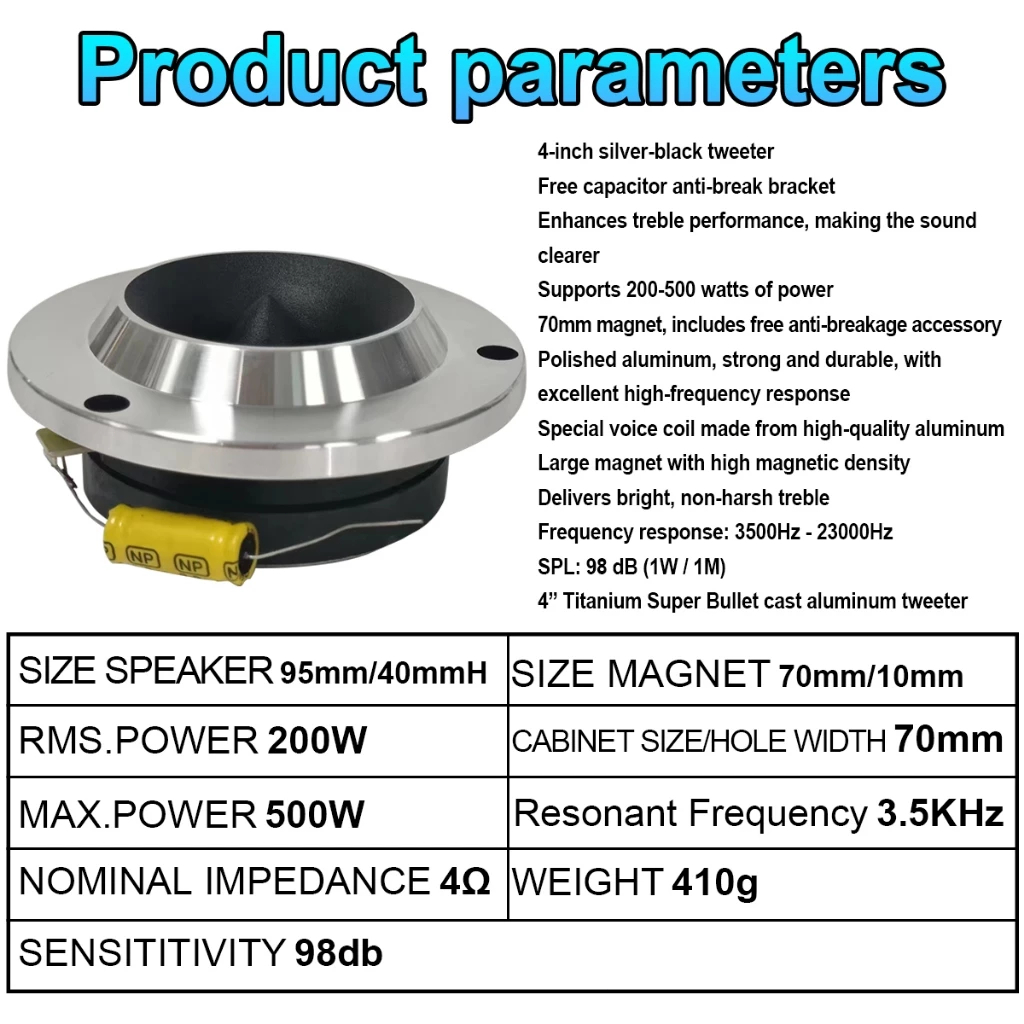 OneAudio 4 Inci Tweeter Speaker Mobil  Horn Car Capacitor Free Car Stereo