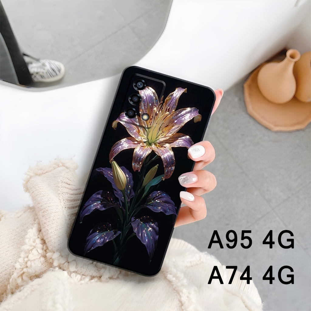 Case HP OPPO A95 / A74 4G - Casing OPPO A95 / A74 4G - Mawcase - Fashion Case FLOWER - Case Cewek - 