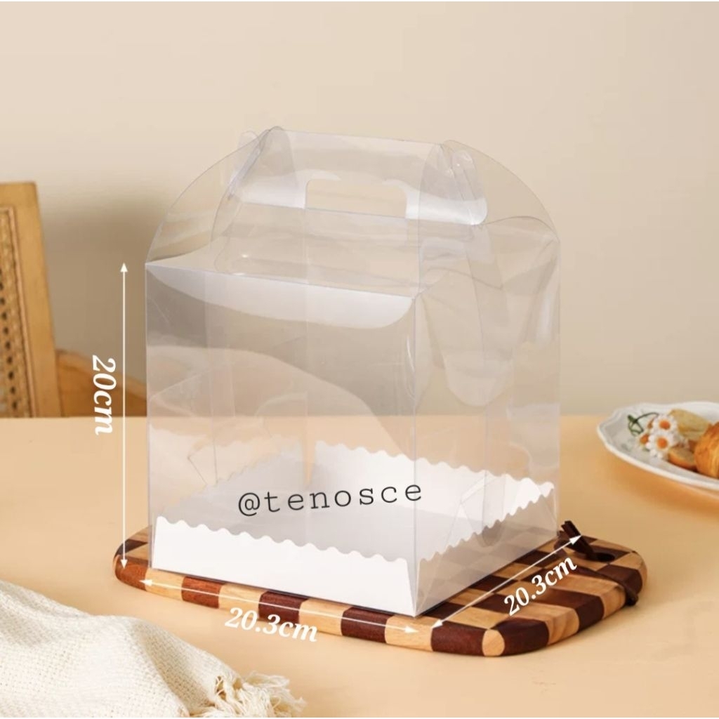 

5pcs Kotak Mika 20.3cm x 20.3cm x 20cm / 19.5cm x 19.5cm x 18.3cm Kue Cake Dus Box Tinggi Jumbo Ulang Tahun Baking Gable Transparant Hampers