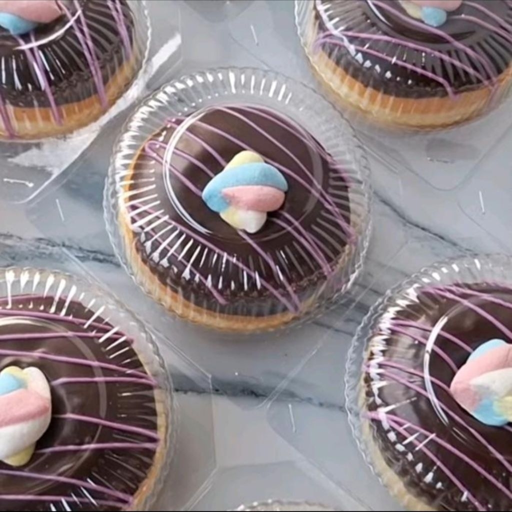 ( 50 pcs ) Mika Donat bening / Mika Kue Donat / Tray Donat bulat