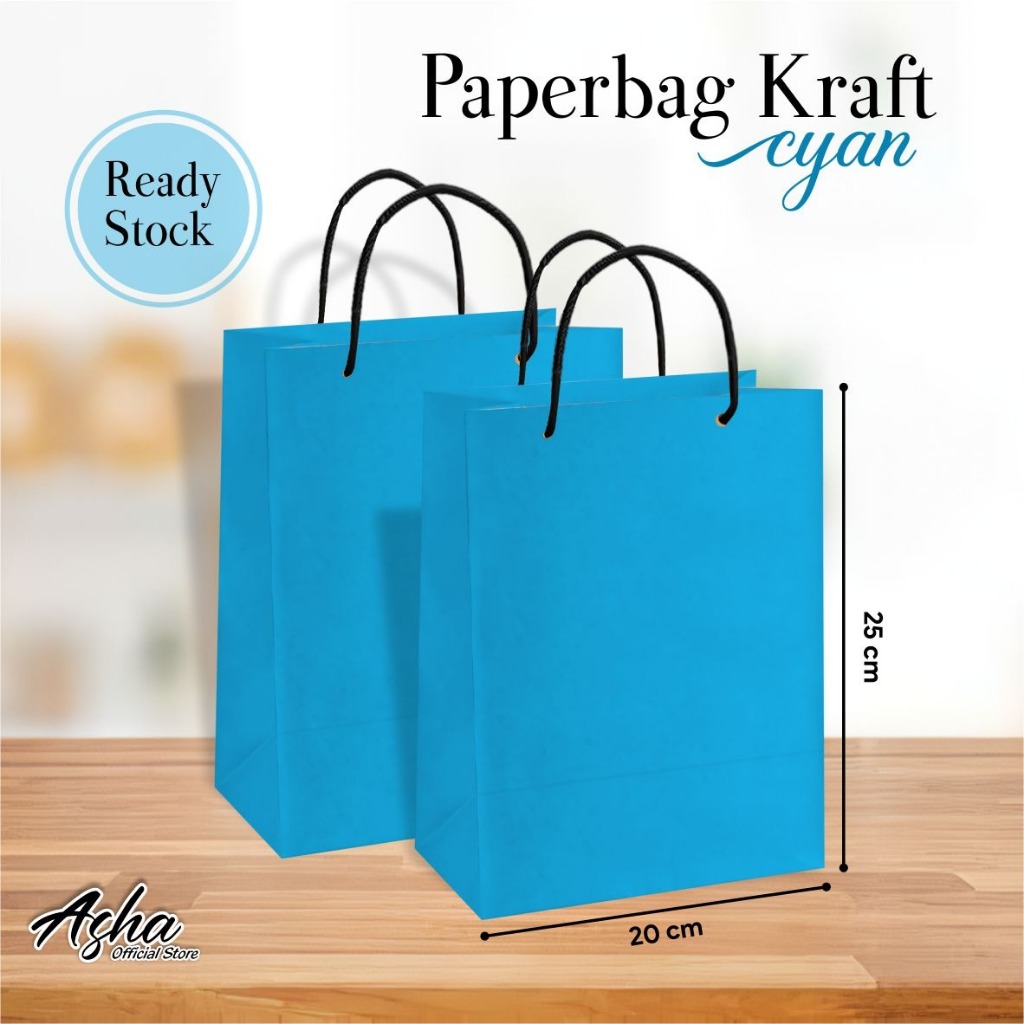 

PAPER BAG COKLAT POLOS WARNA CYAN READY STOCK SATUAN - TAS SOUVENIR PERNIKAHAN BAHAN KRAFT MURAH