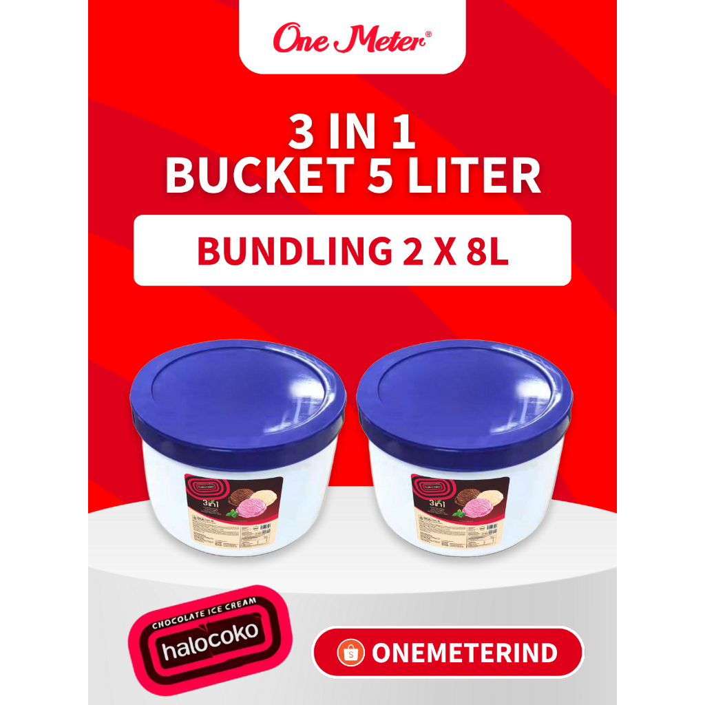 

AICE 3 in1 HALOCOKO Bucket Series Es Krim 8L – 1 Karton Isi 2 Ember