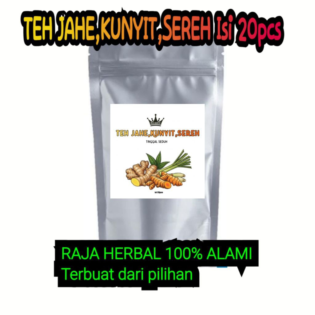 

TEH JAHE KUNYIT SEREH MURNI 100% TINGGAL CELUP SEDUH