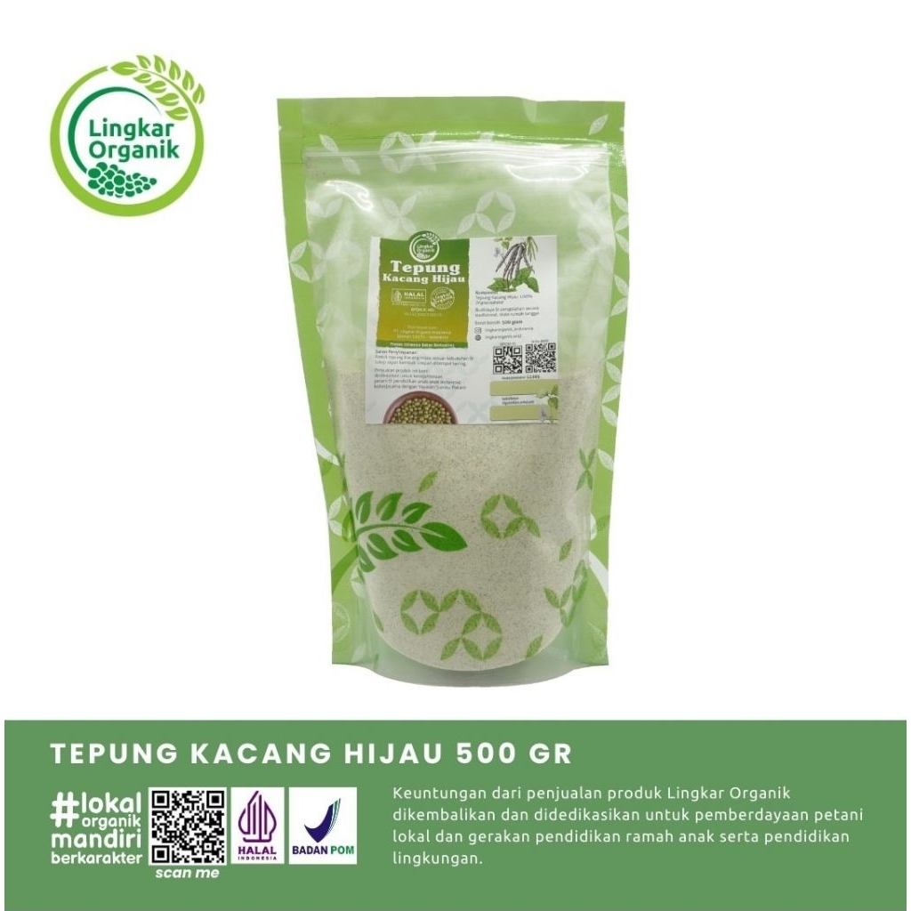 

Tepung Kacang Hijau Organik 500gr - Gluten Free / Local Farming / Non GMO - Lingkar Organik / Nora Healthy Food