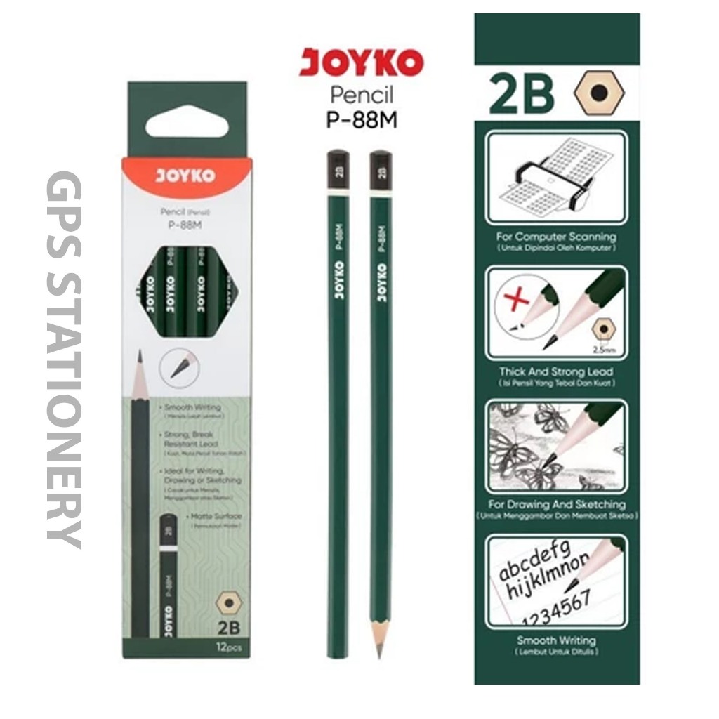 

Pencil Joyko / Pensil Joyko P-88M 2B 1 Box 12 Pcs - 1 Pak Alat Tulis Stationery Pensil joyko Murah