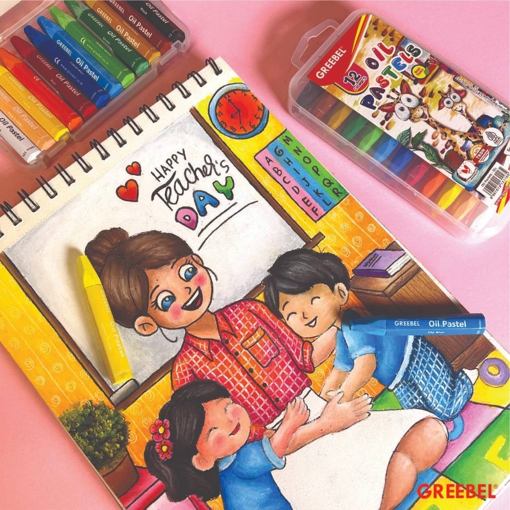 

NULISSTORE- GREEBEL Crayon Krayon Kids 12 Warna / Kids Oil Pastel 12C (KOP12C) Crayon Set Mewarnai Professional