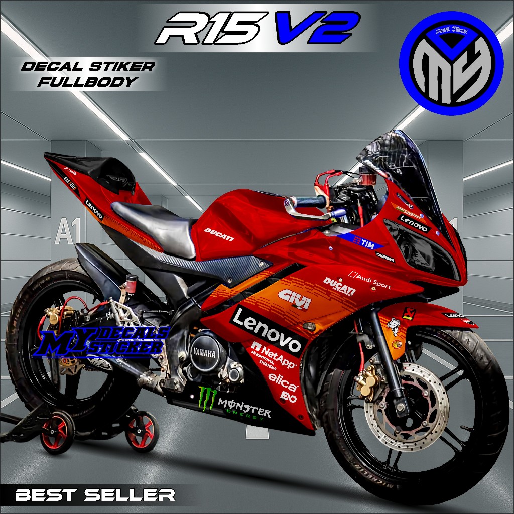 Decal R15 - Stiker Fullbody R15 V2 Motif Lenovo 2025 / Sticker Motor R15v2 Full Body Modifikasi R15