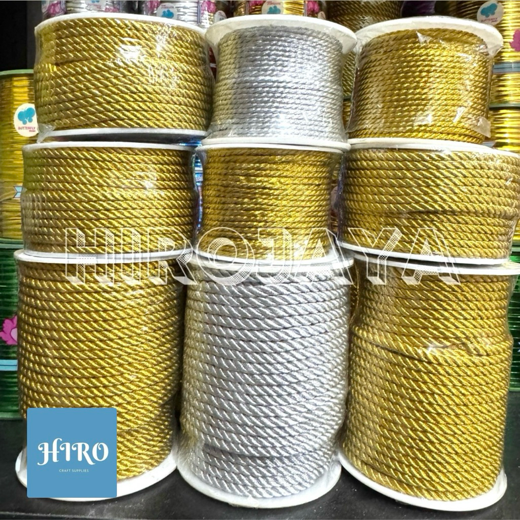 

Tali Tambang / Tali Tassel Metalik Gold Silver – Per Roll 20 Yards